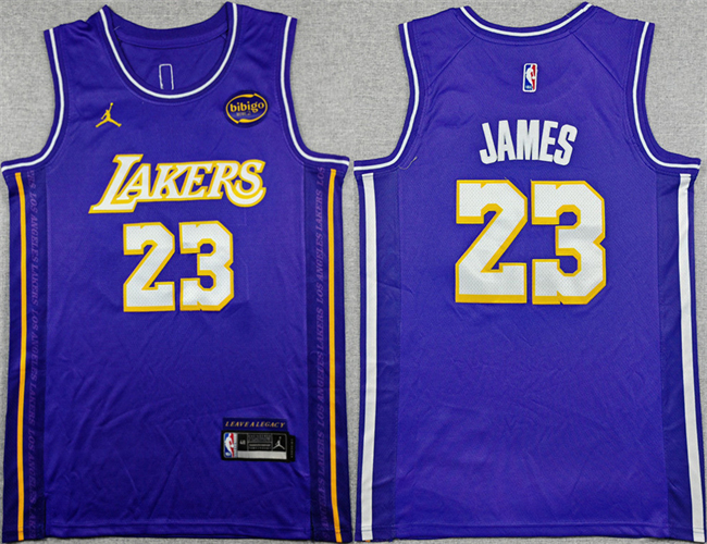 Men's Los Angeles Lakers #23 LeBron James Purple 2025 Stitched Basketball Jersey